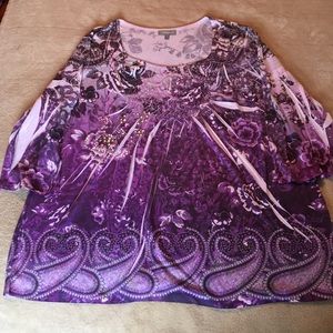 Essentials purple 3/4 sleeve knit top